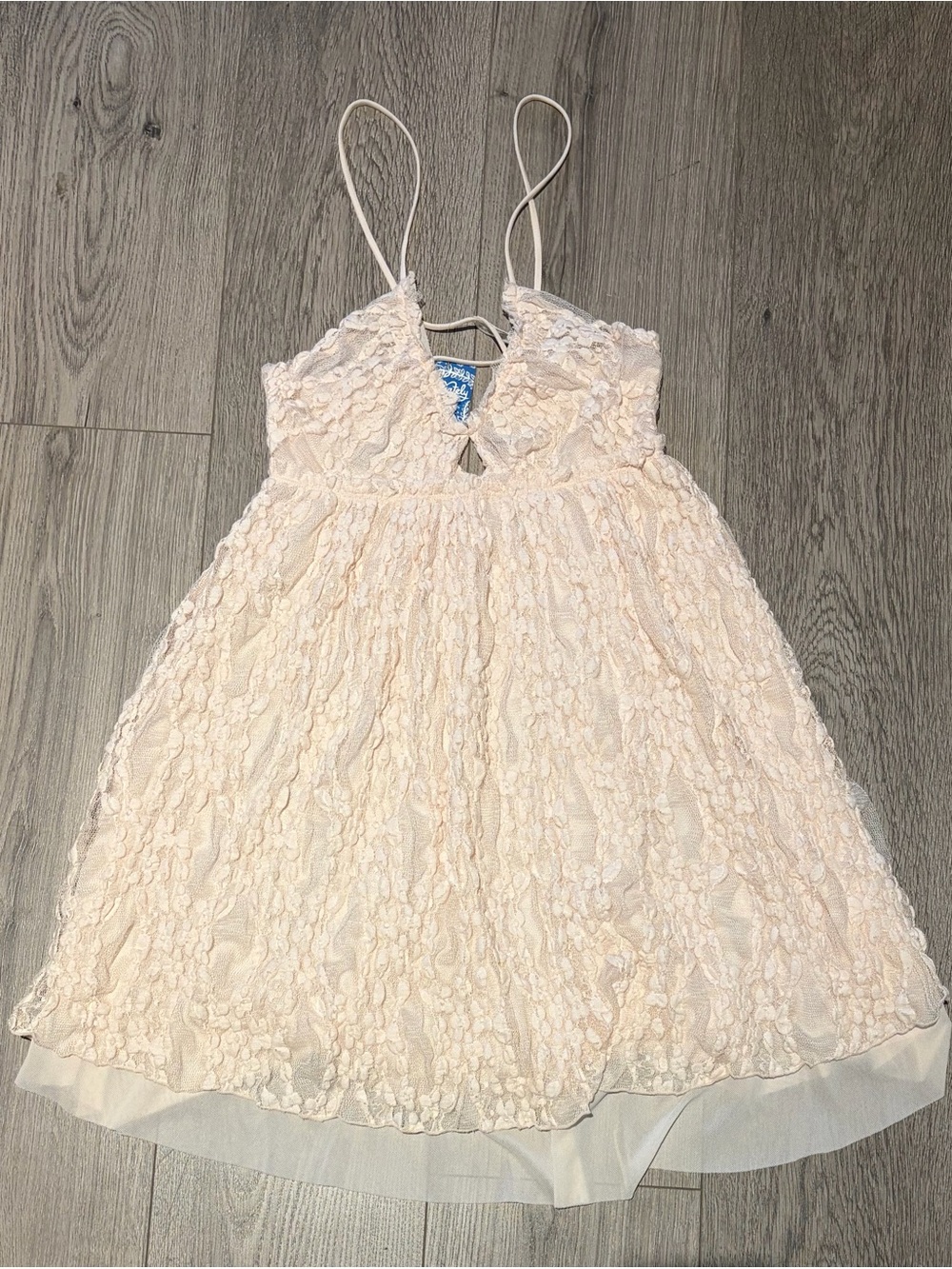 NWT free people fairy light pink Lace Spaghetti Strap Mini Dress